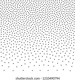 Halftone dotted background vector pattern. Chaotic circle dots isolated on the white background asymmetrical pattern.