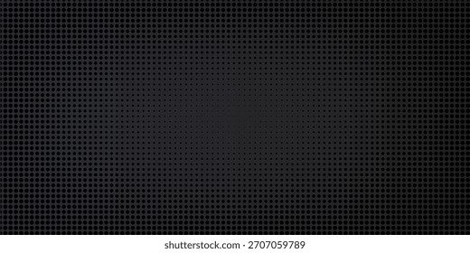 Fondo negro punteado de semitono. Abstractas textura de superposición oscura, patrón de tecnología pixelada mínima. Ilustración de trama.Eps10
