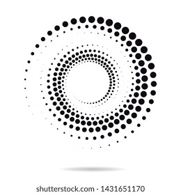 Halftone dotted black and white background. Halftone effect vector pattern. Abstract creative graphic for web. Business logo element