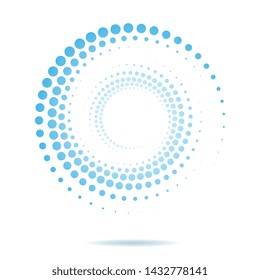 Halftone dotted blue and white background. Halftone effect vector pattern. Abstract creative graphic for web. Business logo element