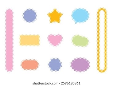 Halftone dotted blurred shapes set