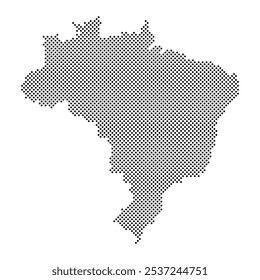 Mapa do Brasil em meio-tom pontilhado. Textura de padrão de ponto. Mapa geográfico preto sobre fundo branco. Regime territorial. Ilustração vetorial.