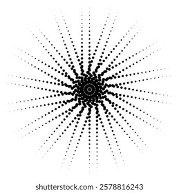 Halftone dotted circle frame abstract dots logo emblem design element for medical, treatment, cosmetic. Half moon. 