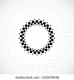 Halftone dotted circles. Dots in circular form. Vector logo