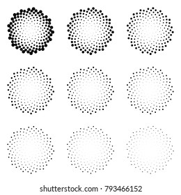 Halftone Dotted Circles Isolated On White Stock Illustration 1018609915