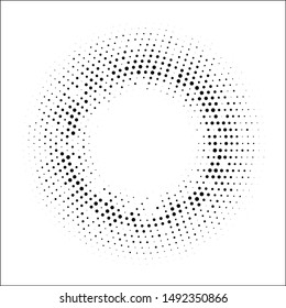 Arrière-plan circulaire à demi-tons pointillés.Motif vectoriel d'effet demi-teint. Points de cercle isolés sur fond blanc. Cosmétique, médecine, illustration publicitaire.