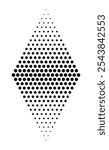 Halftone dotted diamond design element . Isolated vector spotted mosaic rhombus shape texture