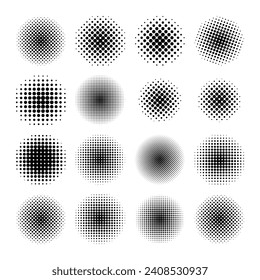 Halftone dotted effect vector background set