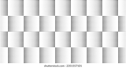 Halftone dotted endless pattern. Dots geometric black and white tile background. Abstract gradient mosaic