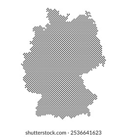 Halftone dotted Germany map. Dot pattern texture. Black geographic map on white background. Territory scheme. Vector illustration.