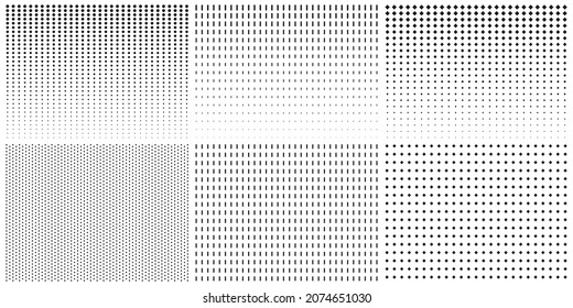 Halftone Dotted Gradient. Abstract Black and White Raster. Gradient Geometric Rectangles Dots Background. Fade Half Tone Pattern. Isolated Vector Illustration.