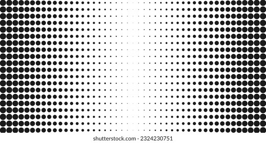 Gradiente de puntos de semitono. Resumen de fondo horizontal geométrico en blanco y negro