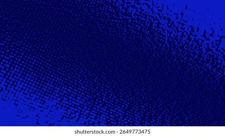 Halftone dotted gradient background abstract dark blue color. Digital design with geometric pattern. Modern graphic decor element backdrop.