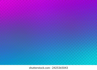 Halftone dotted gradient background. Neon texture in 80s 90s style.