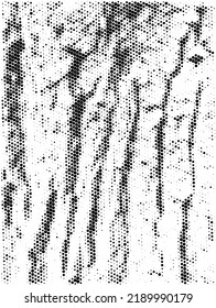 Halftone dotted grunge vector background. Urban old peeled wall. Dust Distressed Overlay. Rough black and white texture with faded paint and scratched plaster. Wallpaper with rust and dirt.