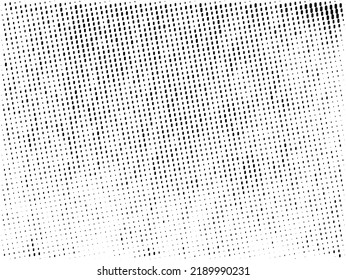 Halftone Dotted Grunge Vector Background. Urban Old Peeled Wall. Dust Distressed Overlay. Rough Black And White Texture With Faded Paint And Scratched Plaster. Wallpaper With Rust And Dirt.