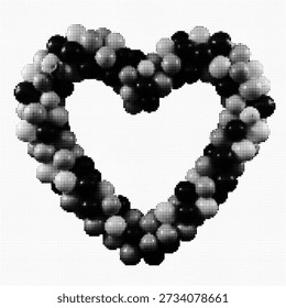 Halftone Dotted Heart Shape Frame with Balloon Texture, Creative Retro Pop Art Graphic on White Background for Valentine's Day or Wedding Design.