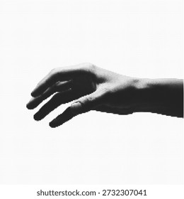 Gesto de mano humana punteada de semitono aislado sobre fondo blanco, estilo de Vector de arte Pop minimalista en blanco y negro, elemento de Diseño gráfico Abstractas para póster e impresión retro modernos