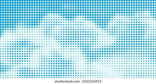 Halftone dotted pattern as a background. Comics pop art style blue dots vector texture for your graphic and web design
