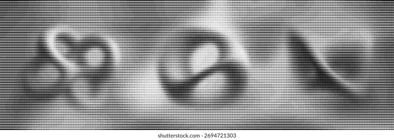 Padrão pontilhado de meio-tom formando uma forma de espaço multidimensional, ilustração vetorial.