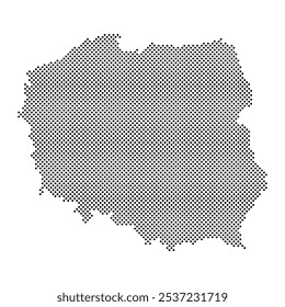 Meio-tom pontilhado mapa da Polônia. Textura de padrão de ponto. Mapa geográfico preto sobre fundo branco. Regime territorial. Ilustração vetorial.