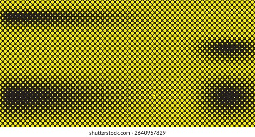 Halftone dotted print. yellow pattern. Pop art comic background. Geometric duotone banner. Cartoon vintage print. Anime gradient design. Monochrome superhero backdrop. Vectors