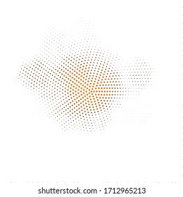 Halftone dotted radiate texture. Vector abstract background, overlay. Minimalists art element for advertisement banners, comic books, posters, packaging. 