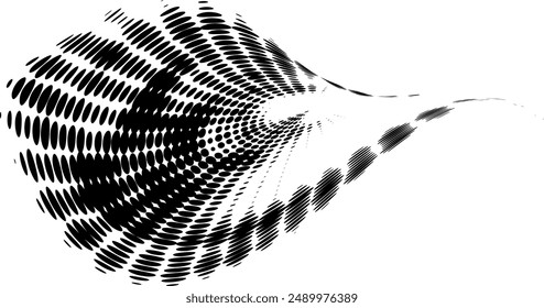 Halftone dotted rounded corner frame or logo with copy space for text with radial rays. Vector.