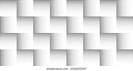 Halftone dotted seamless pattern. Abstract geometric black and white zigzag background. Dots gradient