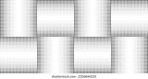 Halftone dotted seamless pattern. Abstract geometric black and white tile background. Dots gradient mosaic