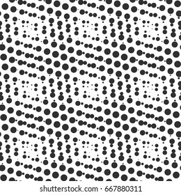 Halftone dotted seamless pattern. Retro comic pop black-and-white background.