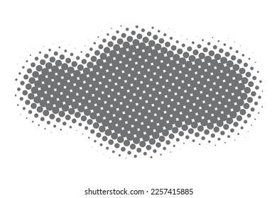 Halftone dotted shape. Gradient fluid element. Abstract vector spot.