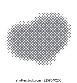 Halftone dotted shape. Gradient fluid element. Abstract vector spot.