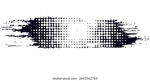 Halftone dotted shape. Paint blob with noisy effect. Abstract splatter shape
