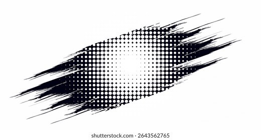 Halftone dotted shape. Paint blob with noisy effect. Abstract splatter shape