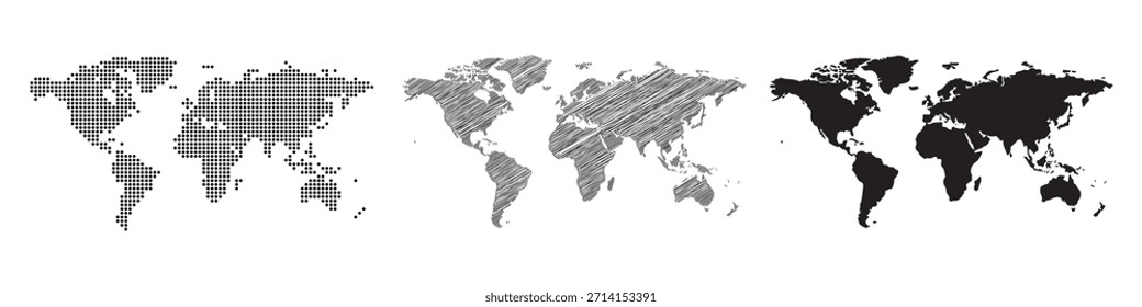 Halftone Dotted, Sketch, Map, Silhouette, Vector illustration