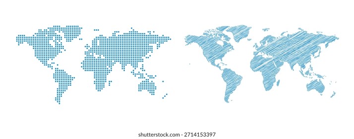 Halftone Dotted, Sketch, Map, Silhouette, Vector illustration