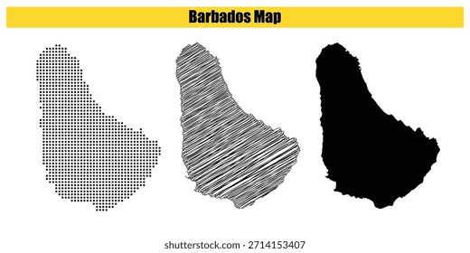 Halftone Dotted, Sketch, Map, Silhouette, Vector illustration