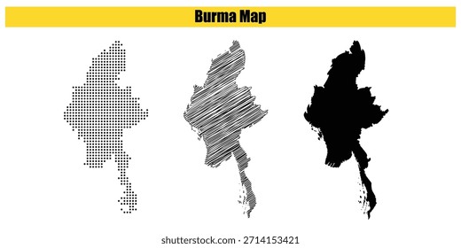 Halftone Dotted, Sketch, Map, Silhouette, Vector illustration