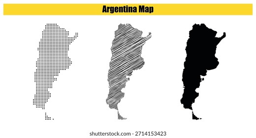 Halftone Dotted, Sketch, Map, Silhouette, Vector illustration