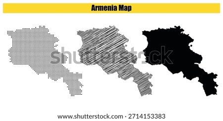 Halftone Dotted, Sketch, Map, Silhouette, Vector illustration