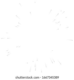 Líneas radiales de semitonos punteadas, especkles. Vigas de puntos, rayos