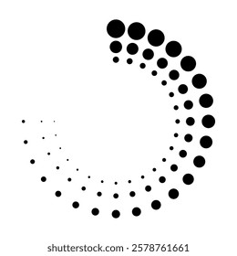 Halftone dotted speed lines circle. Geometric art in circle form. Round swirl movement symbol. Halftone circular dotted frame. Vector design elements