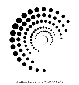 Halftone dotted speed lines circle. Geometric art in circle form. Round swirl movement symbol. Halftone circular dotted frame. Vector design elements