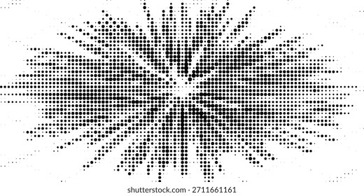 Círculo de líneas de velocidad punteadas de semitono. Arte geométrico en forma de círculo. Símbolo de movimiento de remolino redondo. Marco de puntos circulares de semitono. Elementos de diseño de Vector
