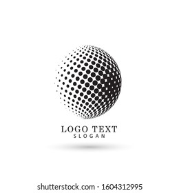 Halftone & Dotted Sphere Logo. Symbol & Icon Vector Template.