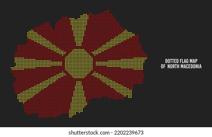 Halftone Dotted Style Flag Map of North Macedonia