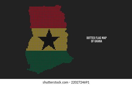 Halftone Dotted Style Flag Map of Ghana