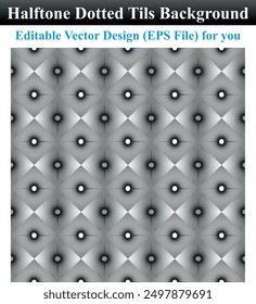 Halftone dotted Tils background circularly distributed. Halftone effect vector pattern. Circle dots isolated on the Grey background. 