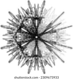 El semitono salpicó el mandala de doce picos con el sector superior destacado. Vector.